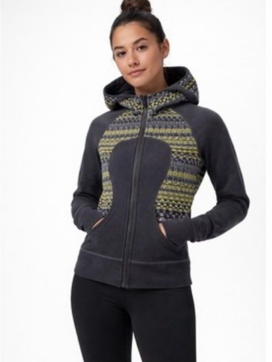 lululemon athletica Tops - Vintage Lululemon Scuba Hoodie Special Edition Fair Isle Gray & Yellow